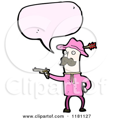 Cartoon of a Man in a Pink General Custer Costume Speaking - Royalty Free Vector Illustration by lineartestpilot