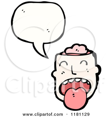 Cartoon of a Man's Head and Brains Speaking - Royalty Free Vector Illustration by lineartestpilot