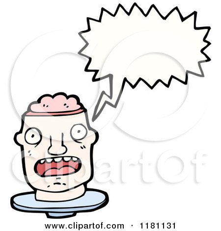 Cartoon of a Man's Head and Brains Speaking - Royalty Free Vector Illustration by lineartestpilot
