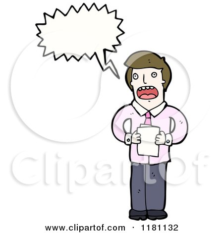 Cartoon of a Man Speaking - Royalty Free Vector Illustration by lineartestpilot