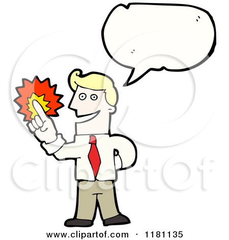 Cartoon of a Man Pointing and Speaking - Royalty Free Vector Illustration by lineartestpilot