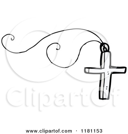 Cartoon of a Silver Cross on a Chain - Royalty Free Vector Illustration by lineartestpilot