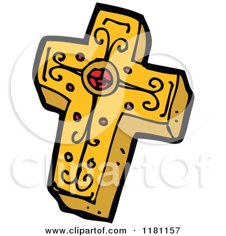 Cartoon of a Golden Cross - Royalty Free Vector Illustration by lineartestpilot