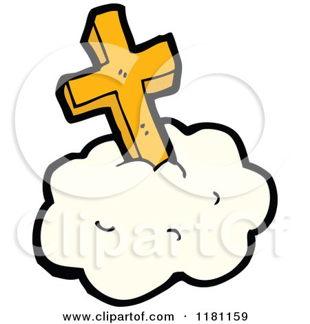 Cartoon of a Golden Cross on a Cloud - Royalty Free Vector Illustration by lineartestpilot
