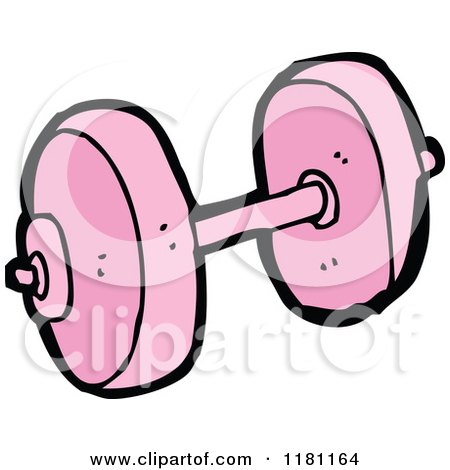 Cartoon of a Pink Barbell - Royalty Free Vector Illustration by lineartestpilot