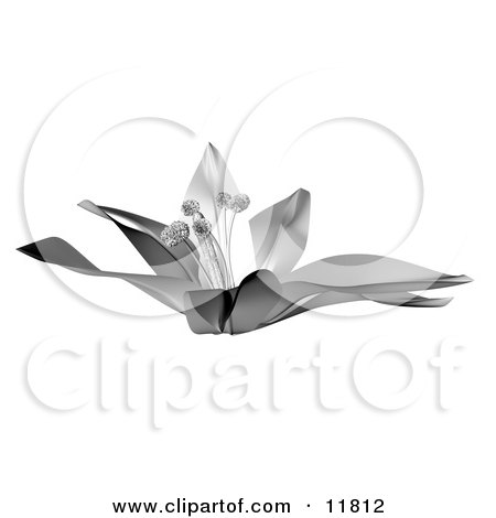 Chrome 3D Flower Clipart Illustration by AtStockIllustration