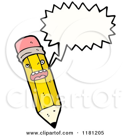 Cartoon of a Pencil Speaking - Royalty Free Vector Illustration by lineartestpilot
