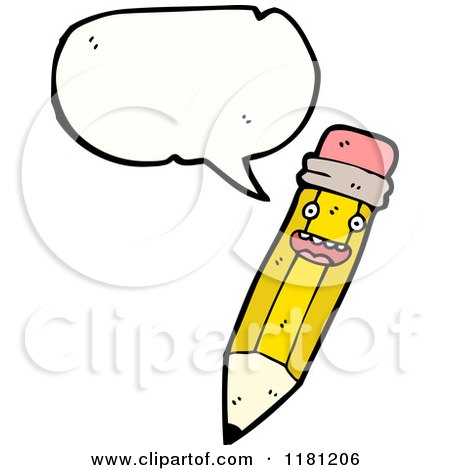 Cartoon of a Pencil Speaking - Royalty Free Vector Illustration by lineartestpilot