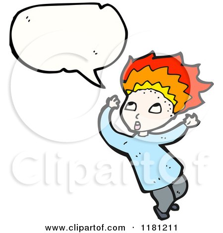 Cartoon of a Boy Speaking Blowing His Top - Royalty Free Vector Illustration by lineartestpilot