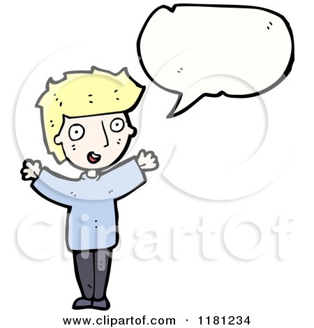 Cartoon of a Boy Speaking - Royalty Free Vector Illustration by lineartestpilot