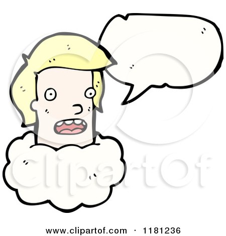 Cartoon of a Boy's Head Speaking - Royalty Free Vector Illustration by lineartestpilot