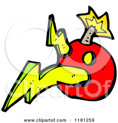 Cartoon of a Cannonball with Lightning Bolts - Royalty Free Vector Illustration by lineartestpilot