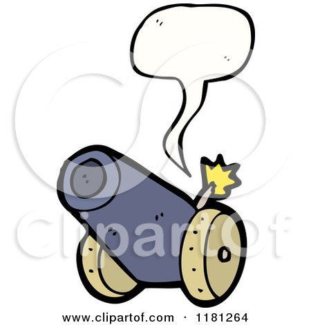 Cartoon of a Cannon Speaking - Royalty Free Vector Illustration by lineartestpilot