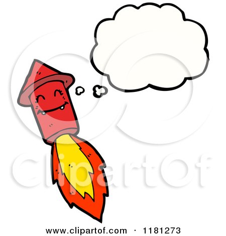 Cartoon of a Rocket Thinking - Royalty Free Vector Illustration by lineartestpilot