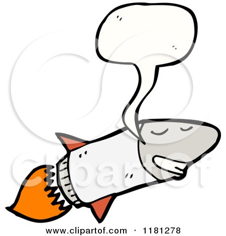 Cartoon of a Rocket Speaking - Royalty Free Vector Illustration by lineartestpilot