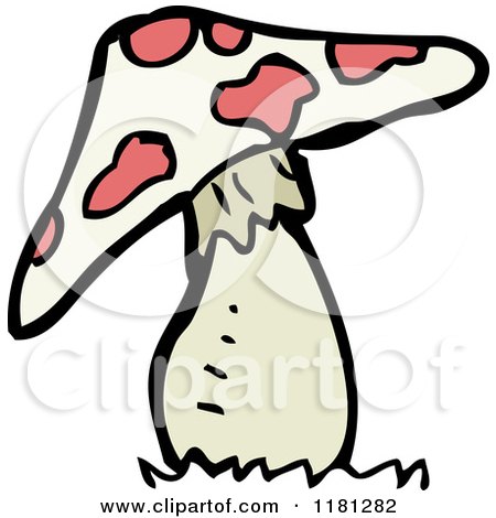 Cartoon of a Spotted Mushroom - Royalty Free Vector Illustration by lineartestpilot