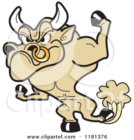 Cartoon of a Angry Bull Mascot - Royalty Free Vector Clipart by Andy Nortnik