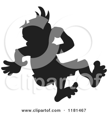 Clipart of a Silhouetted Swimmer Boy Plugging His Nose and Jumping - Royalty Free Vector Illustration by Johnny Sajem