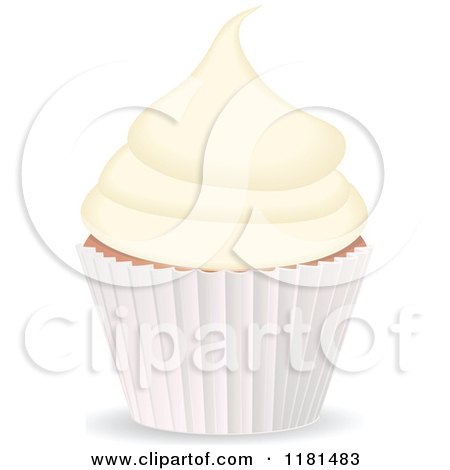 Clipart of a Vanilla Cupcake in a White Cup - Royalty Free Vector Illustration by elaineitalia
