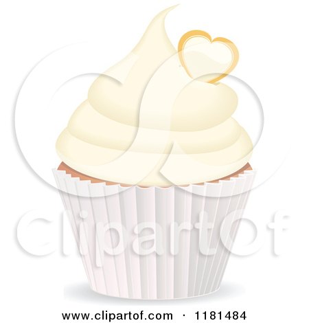 Clipart of a Vanilla Cupcake with a Heart - Royalty Free Vector Illustration by elaineitalia