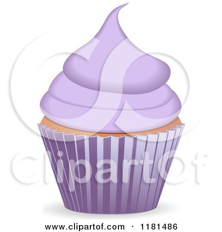 Clipart of a Purple Cupcake - Royalty Free Vector Illustration by elaineitalia