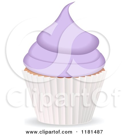 Clipart of a Purple Cupcake in a White Cup - Royalty Free Vector Illustration by elaineitalia