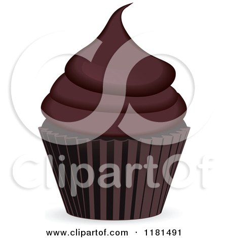 Clipart of a Chocolate Cupcake in a Brown Cup - Royalty Free Vector Illustration by elaineitalia