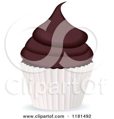 Clipart of a Chocolate Cupcake in a White Cup - Royalty Free Vector Illustration by elaineitalia