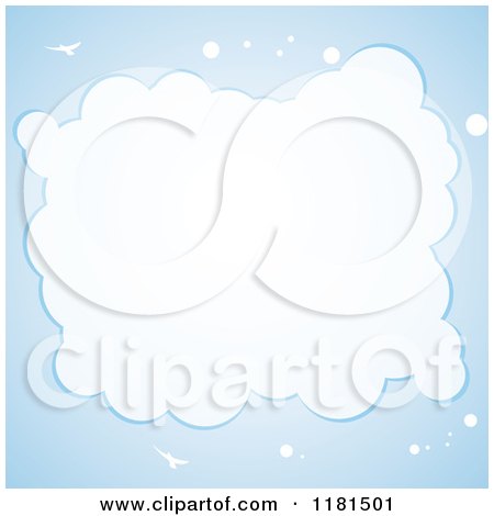 Clipart of a Bird and Cloud Frame on Blue - Royalty Free Vector Illustration by elaineitalia