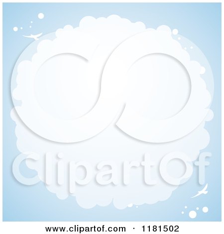 Clipart of a Round Bird and Cloud Frame on Blue - Royalty Free Vector Illustration by elaineitalia