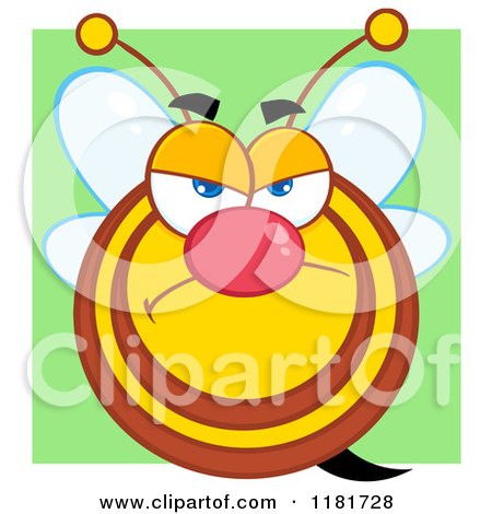 Cartoon of a Grumpy Bee over Green - Royalty Free Vector Clipart by Hit Toon