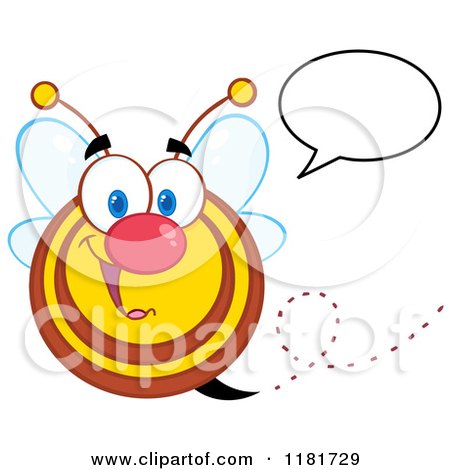 Cartoon of a Happy Talking Bee - Royalty Free Vector Clipart by Hit Toon
