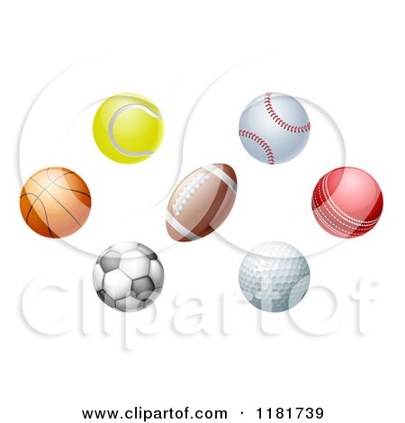 Clipart of Golf Cricket Soccer Football Baseball Basketball and Tennis Balls - Royalty Free Vector Illustration by AtStockIllustration