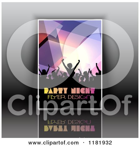 Clipart of a Party Night Flyer Design with Dancers and Sample Text on Gray - Royalty Free Vector Illustration by KJ Pargeter