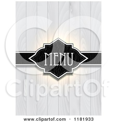 Clipart of a Leather and White Wash Wood Menu Cover - Royalty Free Vector Illustration by KJ Pargeter