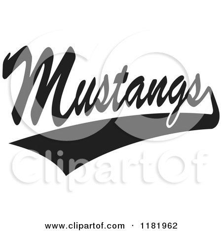 Clipart of a Black and White Tailsweep and Mustangs Sports Team Text - Royalty Free Vector Illustration by Johnny Sajem