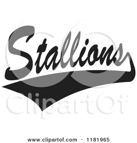 Clipart of a Black and White Tailsweep and Stallions Sports Team Text - Royalty Free Vector Illustration by Johnny Sajem