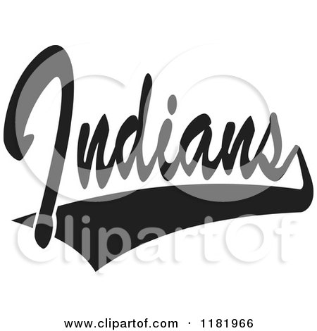 Clipart of a Black and White Tailsweep and Indians Sports Team Text - Royalty Free Vector Illustration by Johnny Sajem