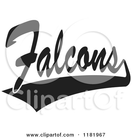 Clipart of a Black and White Tailsweep and Falcons Sports Team Text - Royalty Free Vector Illustration by Johnny Sajem