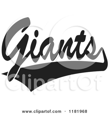 Clipart of a Black and White Tailsweep and Giants Sports Team Text - Royalty Free Vector Illustration by Johnny Sajem