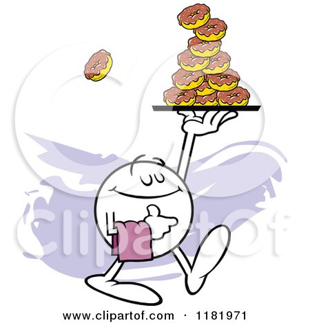 Cartoon of a Pleasant Moodie Character Serving Donuts - Royalty Free Vector Clipart by Johnny Sajem