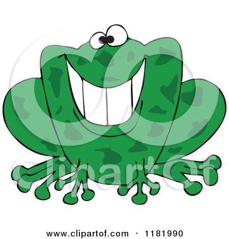 Cartoon of a Grinning Green Frog - Royalty Free Vector Clipart by djart