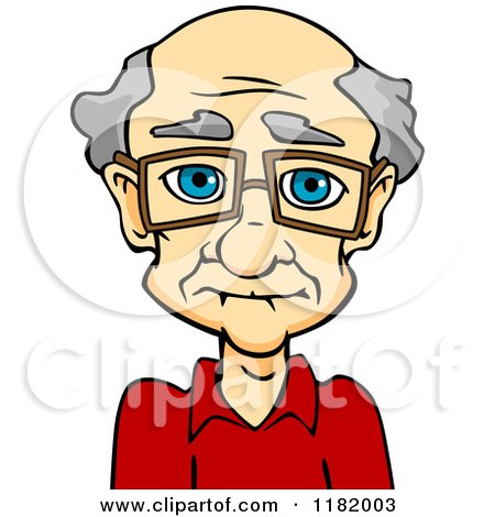 Cartoon of a Senior Caucasian Man with Glasses - Royalty Free Vector Clipart by Vector Tradition SM