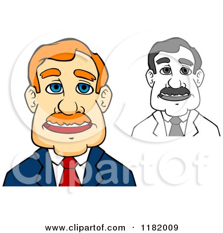 Cartoon of a Grayscale and Colored Middle Aged Businessman - Royalty Free Vector Clipart by Vector Tradition SM