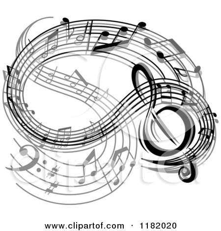 Clipart of a Wave of Black and Gray Music Notes - Royalty Free Vector Illustration by Vector Tradition SM