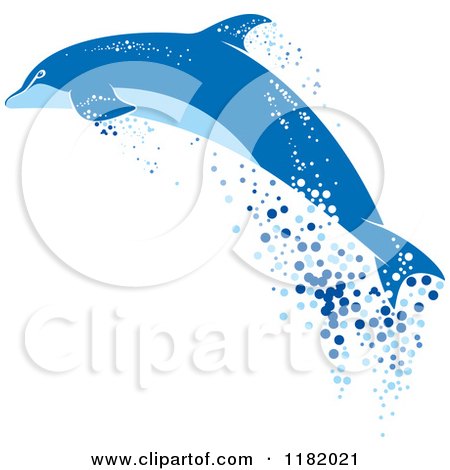 Clipart of a Leaping Dolphin with Water Droplets - Royalty Free Vector Illustration by Vector Tradition SM