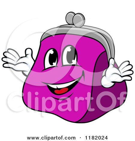 Clipart of a Happy Purple Coin Purse Mascot - Royalty Free Vector Illustration by Vector Tradition SM