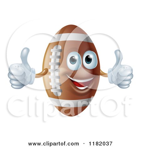 Cartoon of a Happy American Football Mascot Holding Two Thumbs up - Royalty Free Vector Clipart by AtStockIllustration
