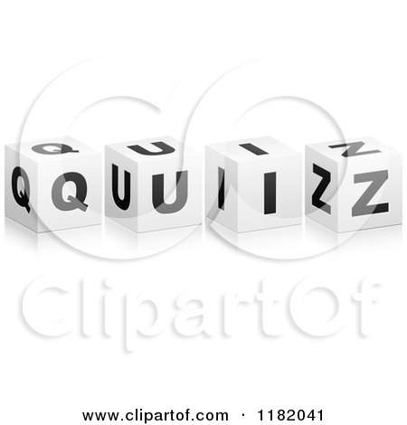 Clipart of 3d Black and White Cubes Spelling QUIZ - Royalty Free Vector Illustration by Andrei Marincas