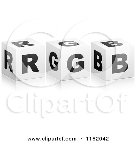 Clipart of 3d Black and White Cubes Spelling RGB - Royalty Free Vector Illustration by Andrei Marincas